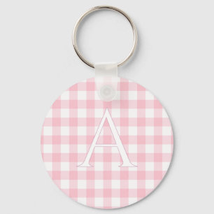 Chaveiro Monograma Xadrez Bebê Rosa Personalizado