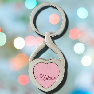 Chaveiro Monogramas de cor sólida rosa pastel