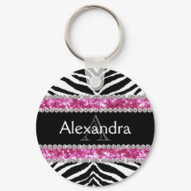Monogramas Faux Glitter Bling Zebra Girls Nome ID