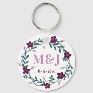 Chaveiro Monogramas Personalizados de Recém-Casados e Lembr
