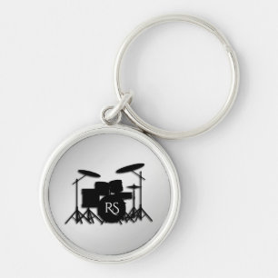 Chaveiro Monogramo Drum Set Silver