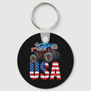 Chaveiro Monster Truck American Flag 4 de julho Corrida Ame