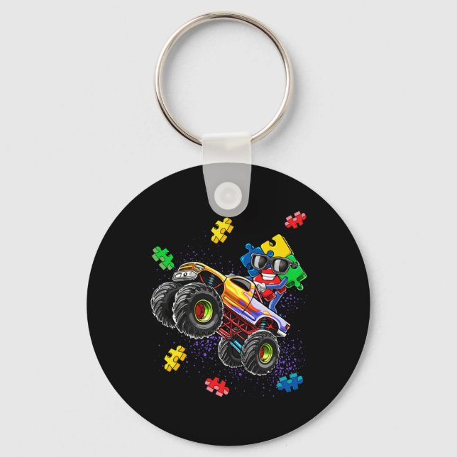 Chaveiro Monster Truck Autismo Quebra-cabeça Piece Gift F (Frente)