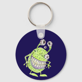 Chaveiro monstro alienígena verde de 4 olhos
