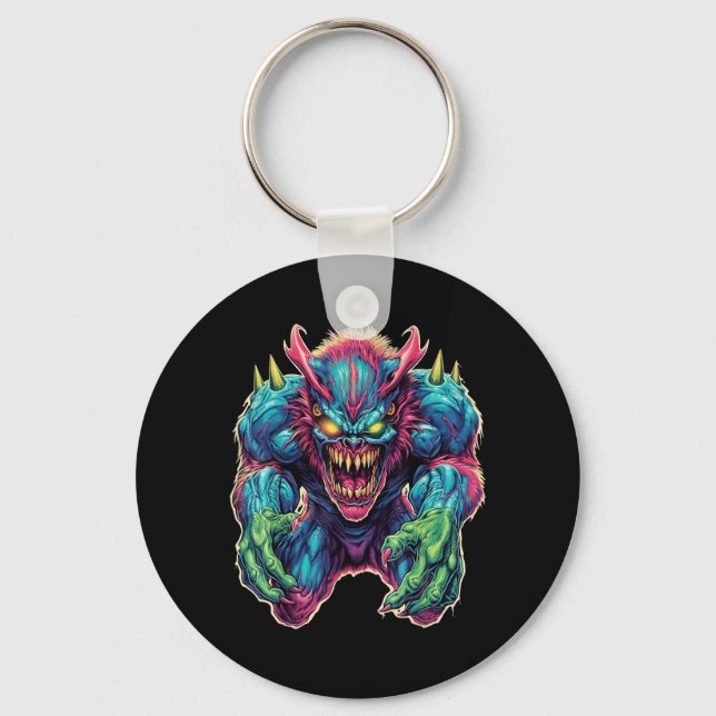 Chaveiro Monstro Divertido Desenho Animado Fofo Quadrinhos  (Frente)