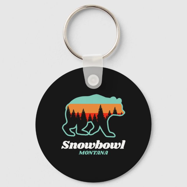 Chaveiro Montana Snowbowl Skiting Snowboard Bear (Frente)
