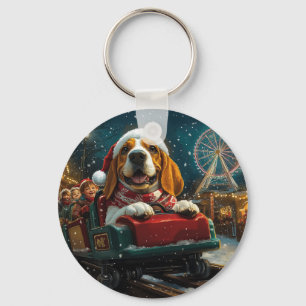 Chaveiro Montanha-Russa de Cachorro Basset Hound Natal