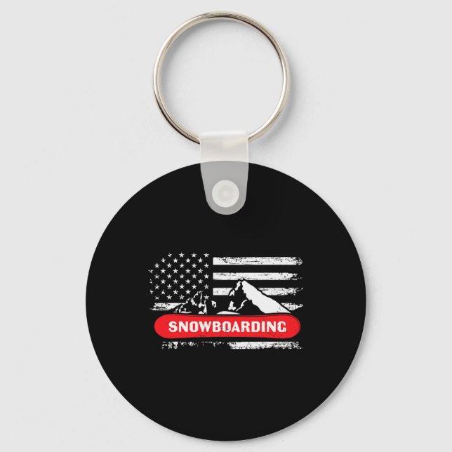 Chaveiro Montanha Snowboard Com Design de Bandeira American (Frente)