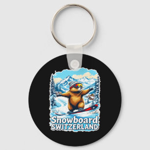 Chaveiro Montanhas Cênicas de Snowboard, Marmot Suíço, Cust