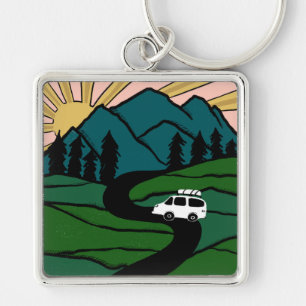 Chaveiro Montanhas de Campervan Vanlife RV Sunrise
