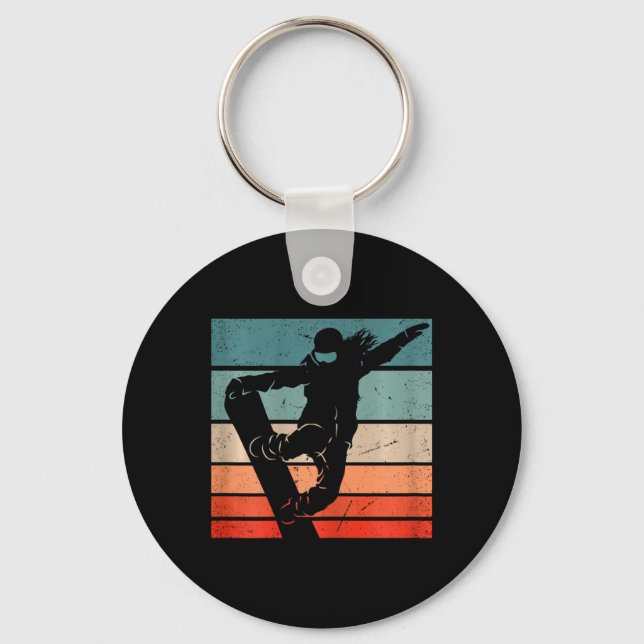 Chaveiro Montanhas Snowboarder Esquema Retro Snowboard (Frente)