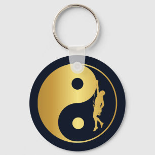 Chaveiro Montanhista de Yin & de Yang (ouro)