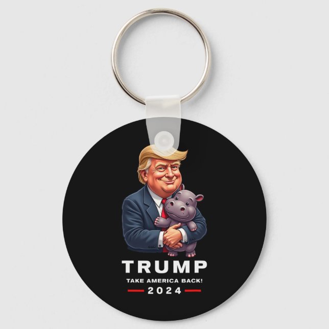 Chaveiro Moo Deng Hippopotamus Support Donald Trump 2024 Fu (Frente)