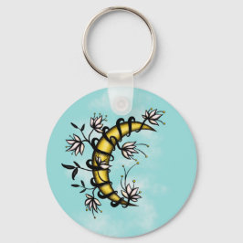 Chaveiro Moon Crescente Embalada Em Estilo De Tatuagem De F