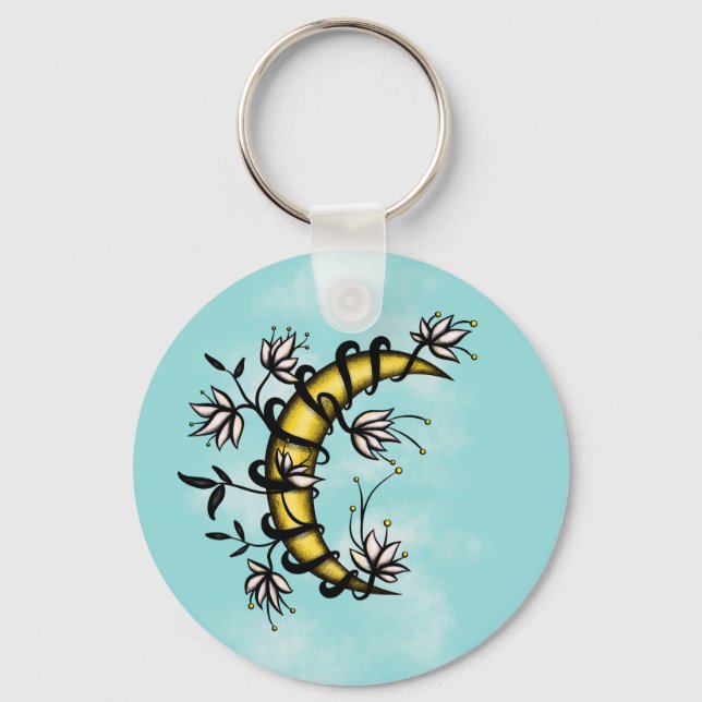 Chaveiro Moon Crescente Embalada Em Estilo De Tatuagem De F (Frente)