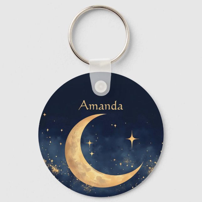 Chaveiro Moon Personalizado Crescente e Estrelas Noite Sky (Frente)