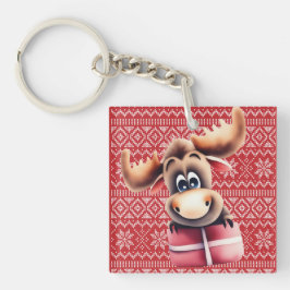 Chaveiro Moose de Cartoon com presente de Natal