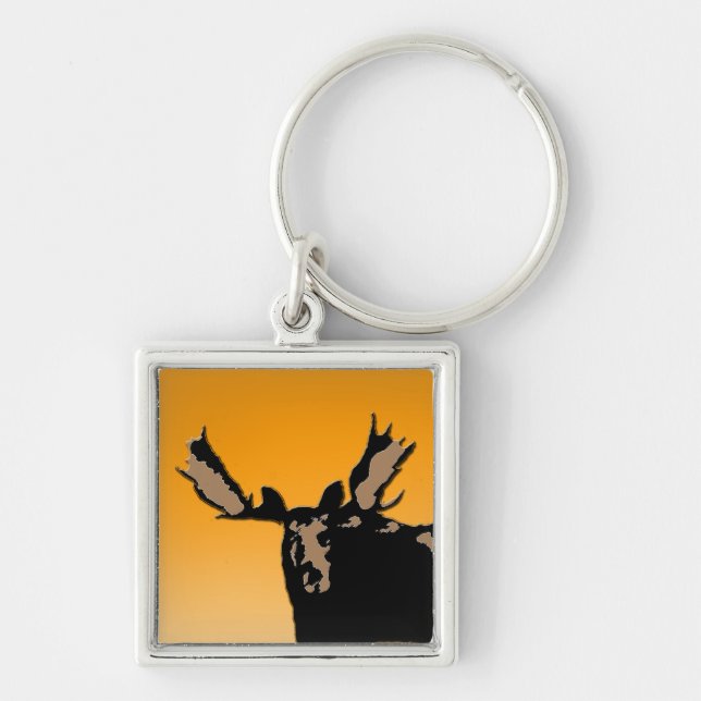 Chaveiro Moose no Sunset - Arte original sobre a vida selva (Frente)
