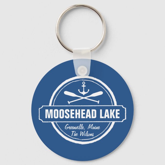Chaveiro Moosehead Lake Maine ancorar cidade e nome persona (Frente)