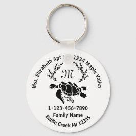 Chaveiro Morada Doméstica da Família Monograma de Tartaruga