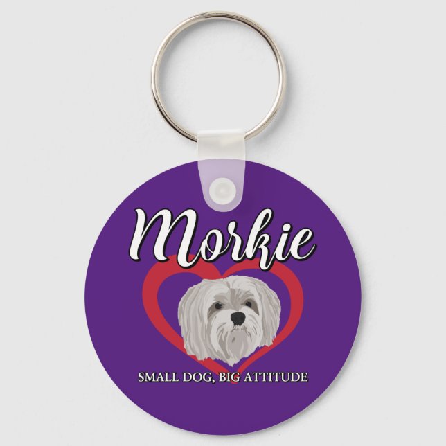 Chaveiro Morkie - Cachorro Pequeno, Grande Atitude - 3 (Frente)