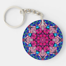 Mosaico Rosa Mandala Floral Psicélico Retro
