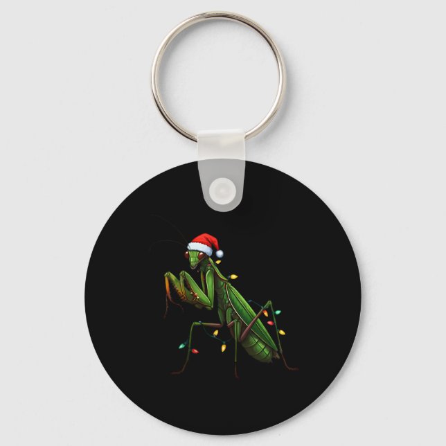 Chaveiro Moss Mantis Natal Light Santa Hat Animal Insec (Frente)