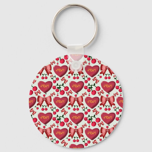 Chaveiro Mother's day cherry bow pattern gift  (Frente)