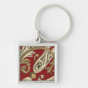 Chaveiro Motif Botânico Elegante com Folhagem de Tan