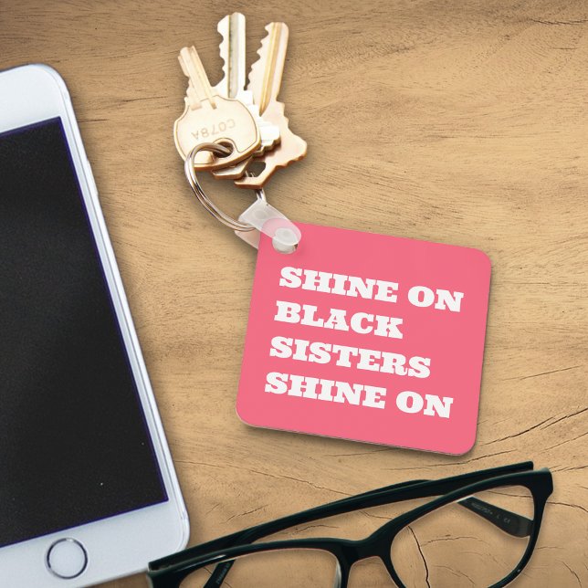 Chaveiro Motivacional Afro-Americano (Preto) (shine on keyring pink)