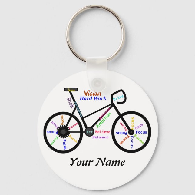 Chaveiro Motivational Bike, Cycle, Biking, Esportes Palavra (Frente)