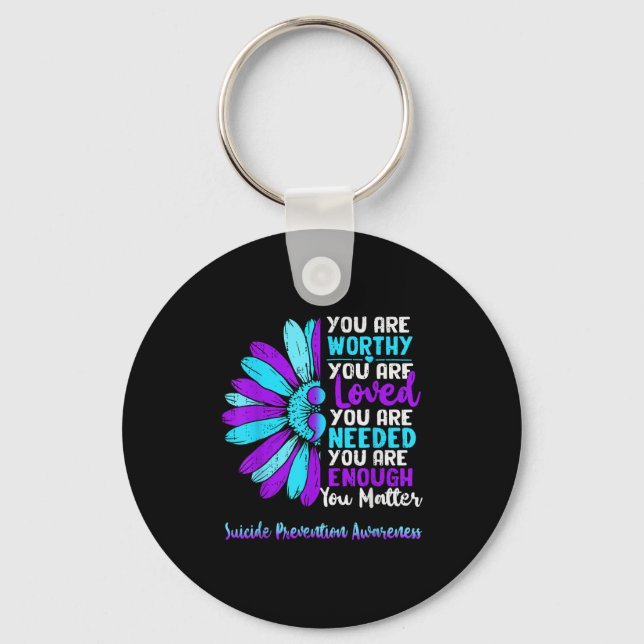 Chaveiro Motivational Suicide Prevention Awareness Teal Pur (Frente)