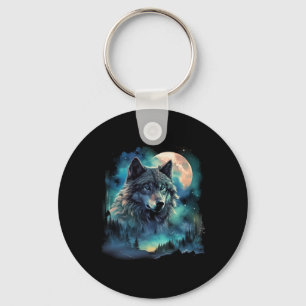 Chaveiro Motivos de caça ao lobo das cinzas Galáxia da Lua