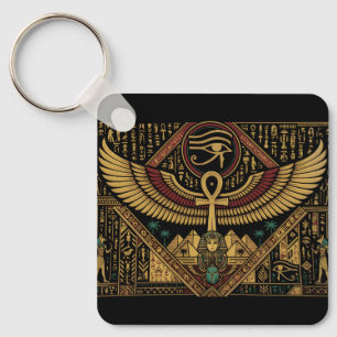 Chaveiro Motivos do Antigo Egito Símbolo Ankh e Olho de Hór