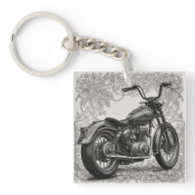 Moto Antiga com Moldura Floral – Biker Retrô