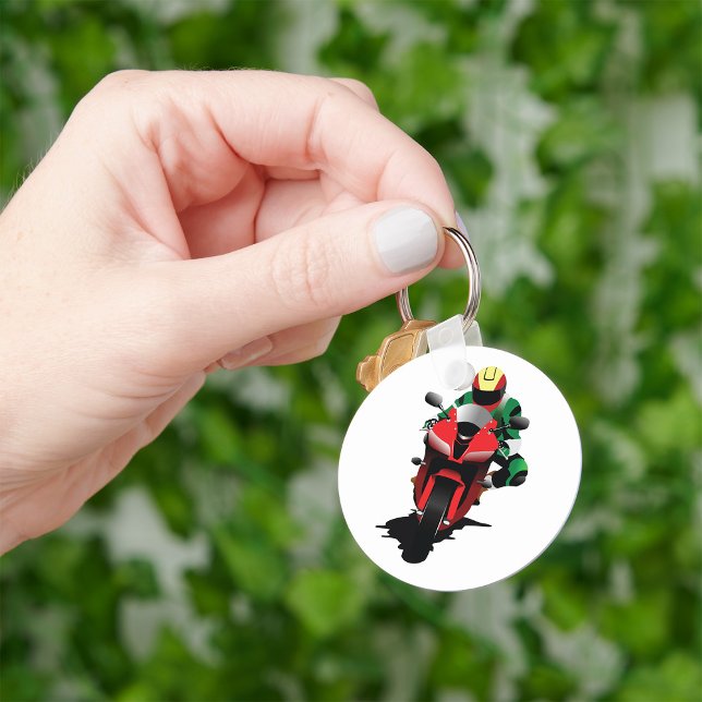 Chaveiro Motorciclista Andando Red Sportbike (Criador carregado)