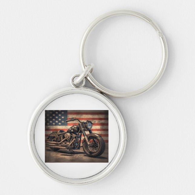 Chaveiro Motorcycle USA Flag Biker (Frente)