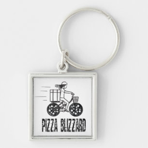 Chaveiro Motorista de Entrega de Pizza com Bicicleta Blizza