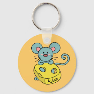 Chaveiro Mouse Azul e Crianças de Queijo, Cute Personaliza