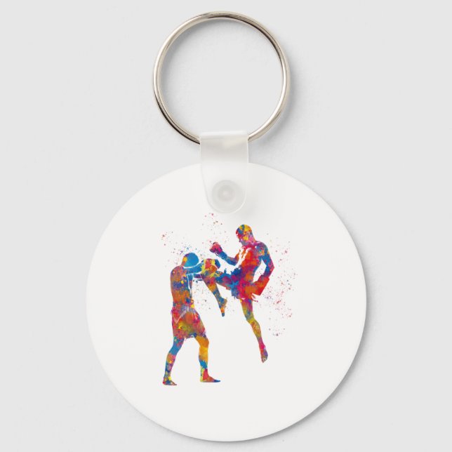 Chaveiro Muay thai cajador em aquarela (Frente)