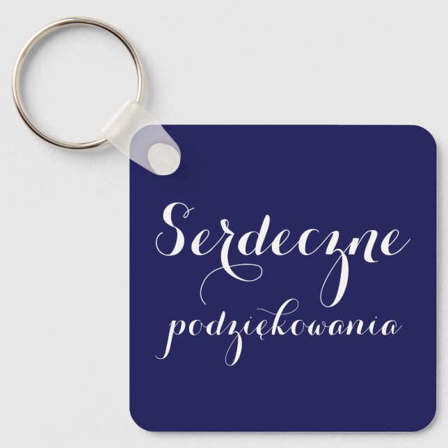 Chaveiro Muito obrigado em polonês Dziękujępo posku Polônia (Frente)