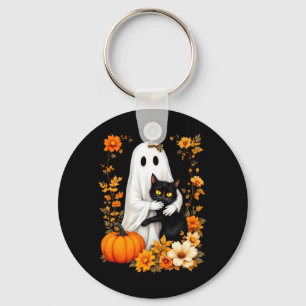 Chaveiro Mulher Amante de Gatos Pretos de Halloween Abraçan