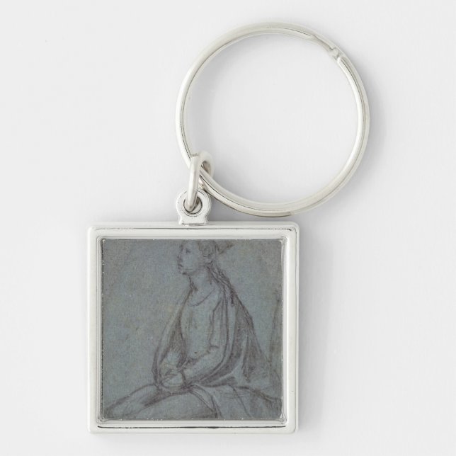 Chaveiro Mulher assentada, c.1514 (giz preto & branco em (Frente)
