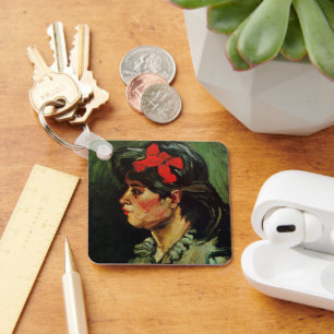 Chaveiro Mulher com retrato de fita vermelha por Vincent va