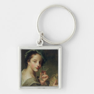 Chaveiro Mulher com um vidro do vinho