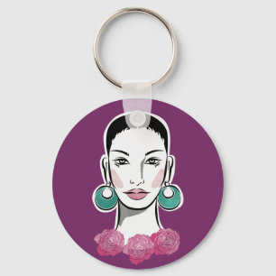 Chaveiro Mulher do Mod Fleur dos anos 60