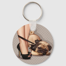Chaveiro Mulher e Pug Puppy