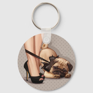 Chaveiro Mulher e Pug Puppy