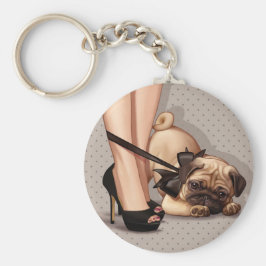 Chaveiro Mulher e Pug Puppy