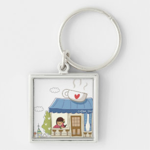 Chaveiro Mulher em uma cafetaria